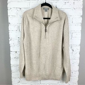 Daniel Cremieux Casmere Pullover Oatmeal Sweater Quarter Zip Zippered XL